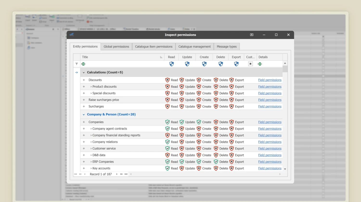 Offer configuration with all the data relevant to the sale SAM3 Zugriffsrecht