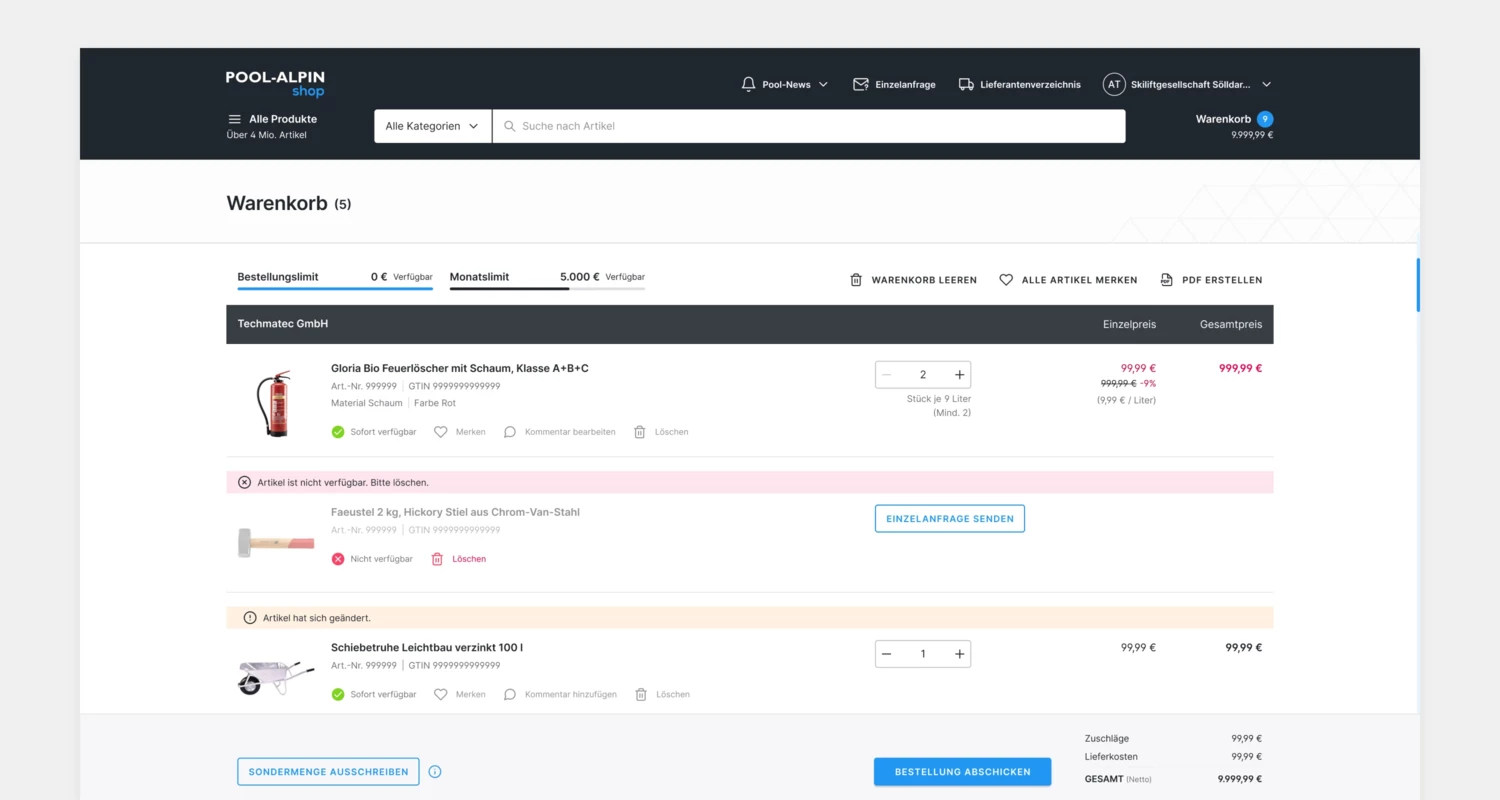 Smart B2B shopping cart for efficient ordering! 09-warenkorb