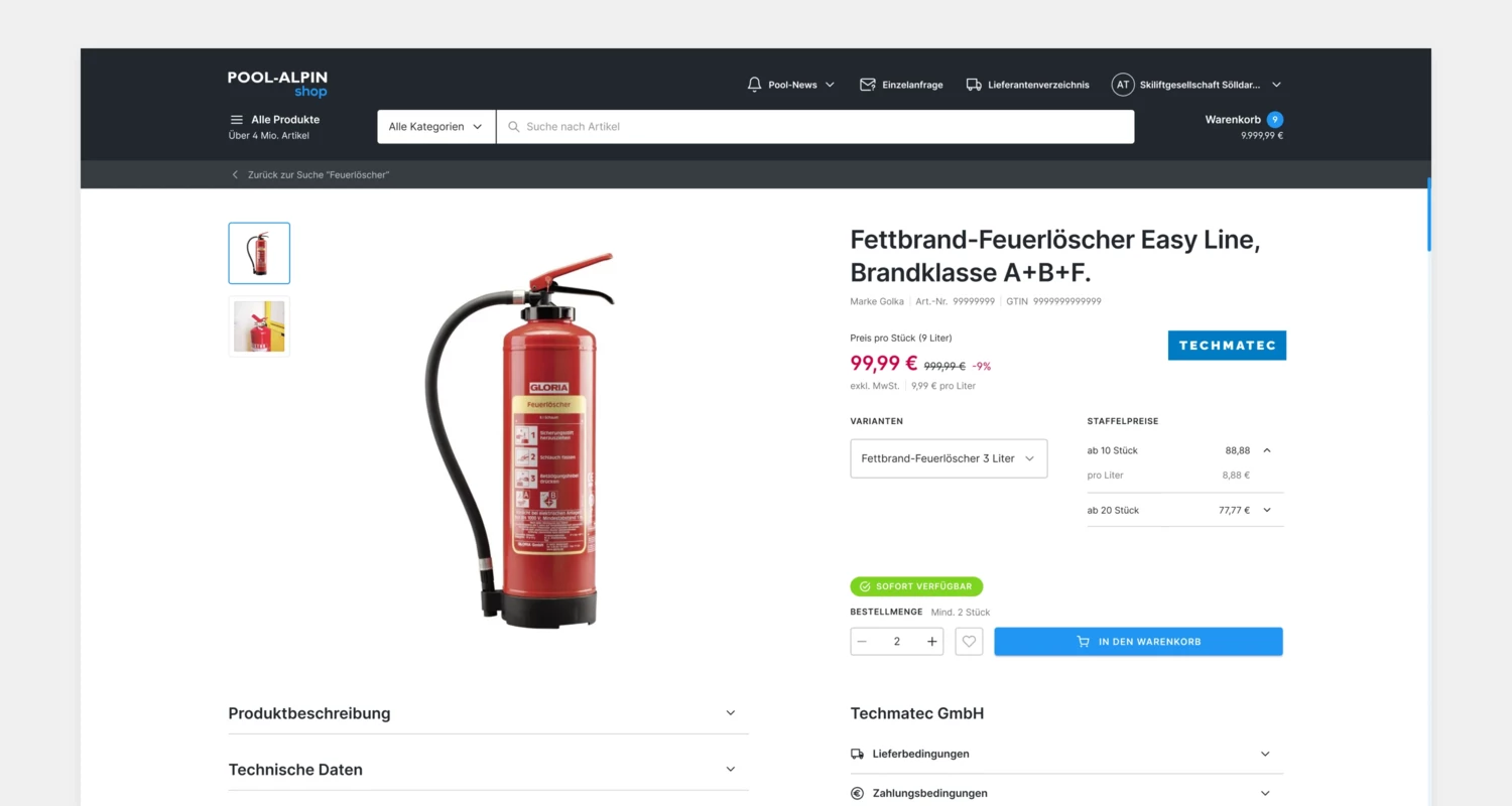 Efficient B2B shopping in a new webshop design! Clear and concise. 08-detail-page