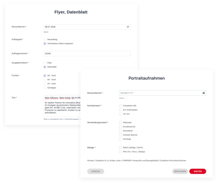 Dynamische Formulare Permapack