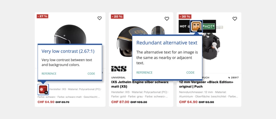 Der Accessibility-Checker WAVE identifiziert und markiert Problemstellen. 2 Accessibility checker wave